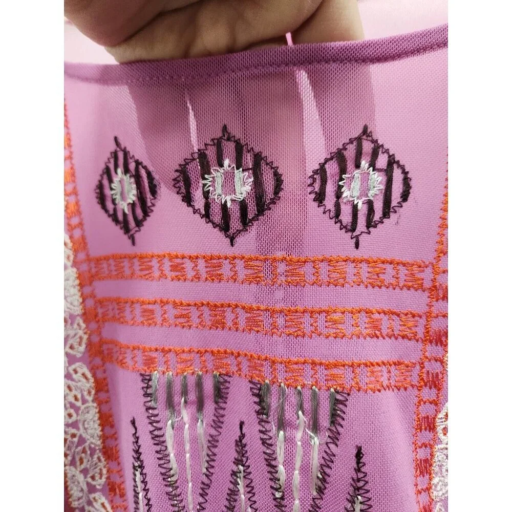 Free People Womens La Cienega Top Small Wisteria Purple Embroidered Sheer BOHO - Picture 5 of 12